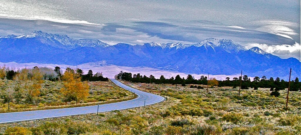 A winding road through the high desert, American West